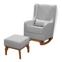 Ver imagem 2 de Poltrona Amamentação Balanço Cadeira Descanso Aquila Retrô Puff Linho Cinza