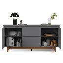 Ver imagem 3 de Aparador Buffet Sala Flow 2 Portas 2 Gavetas com Pés de Madeira - Rede Móveis