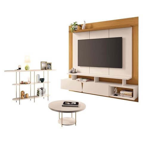 Home Suspenso Zenith Off White Cinamomo com Mesa de Centro Sky e Aparador Infinity Off White - Hb M