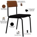 Ver imagem 4 de Kit 08 Cadeiras Estofada para Sala de Jantar Sense Preto C01 Linho Preto Courino Caramelo - Lyam