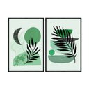 Ver imagem 2 de Kit 02 Quadros Decorativos - Abstrato Formas Verde Abg022 Tela Canvas - 40x60cm Cada