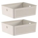 Ver imagem 1 de Kit 2 Caixas Organizadoras 27x22cm 5,4L Bege Lavanderia ou