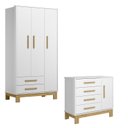 Ver imagem 1 de Guarda Roupa 4340 e Cômoda 4355 Q Encanto Slim Branco Acetinado - Qmovi