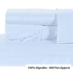Roupa de Cama Casal Padrão Branco 400 Fios Egípcio 100% Algodão 4 Peças - 2
