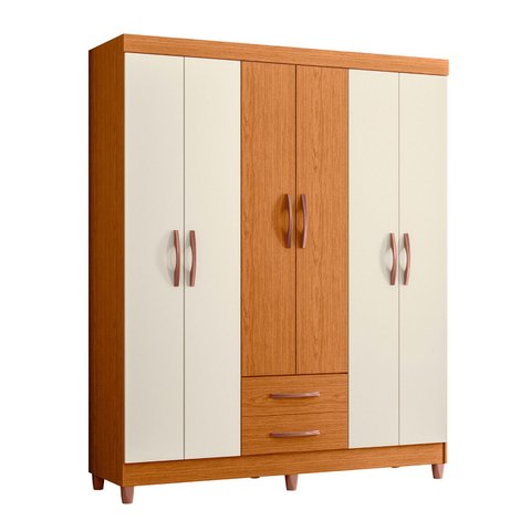 Guarda Roupa Mobi 6 Portas 2 Portas Cinamomo com Off White - Albatroz