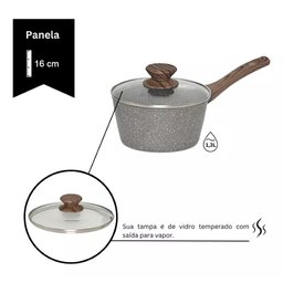 Panela Aluminio Cerâmica Indução Antiaderente 16cm Mimo Style Linha Grafito Cook 1,3 Litros - 7