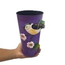 Ver imagem 2 de Vaso Metal Enfeite Jardim Quintal Varanda Passaro Flor Roxo (sybo-g6)