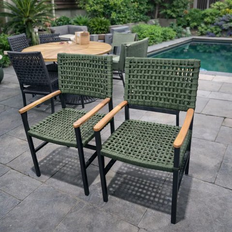 Kit 2 Cadeira Jardim Alumínio Corda Náutica Premium Externo Piracicaba Hotel Praia Verde Musgo