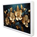 Ver imagem 1 de Quadro Decorativo Floral Luxo Flores Douradas em Moldura Caixa Tacolado Moldura Caixa 3cm Branca com