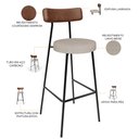 Ver imagem 4 de Kit 06 Banquetas Alta Cozinha Bar Sala De Jantar Milão L02 Couríssimo Marrom Linho Bege - Lyam Decor