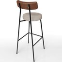 Ver mais imagens de Kit 06 Banquetas Alta Cozinha Bar Sala De Jantar Milão L02 Couríssimo Marrom Linho Bege - Lyam Decor