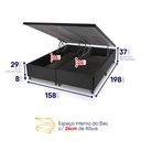 Ver imagem 7 de Conjunto Box Baú Preto Argel Cinza Espuma D33 Queen 158x198x74 - King House