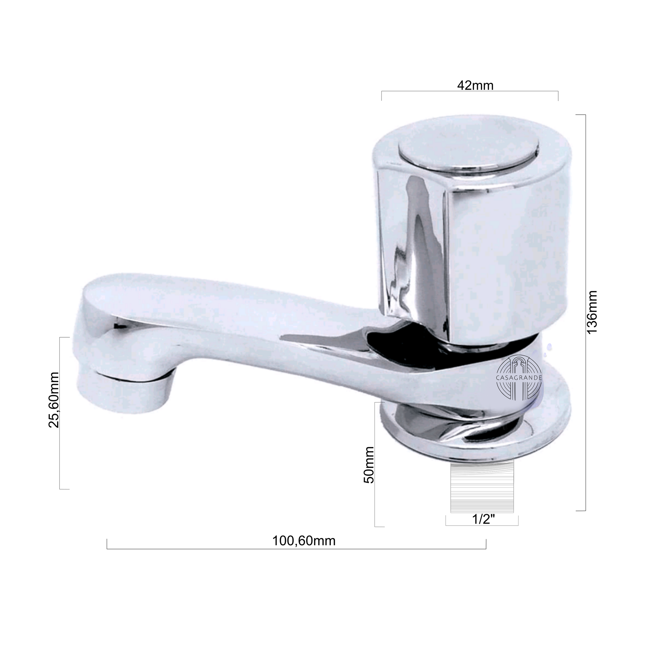 Torneira Banheiro Lavatório 1194 C-40 1/4 Volta Metal Casagrande Mundial Luxo - 2