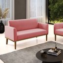 Ver imagem 2 de Sofá Namoradeira Base de Madeira Fixa Castanho Marisa Suede D03 - D'Rossi Rose