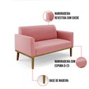 Ver imagem 6 de Sofá Namoradeira Base de Madeira Fixa Castanho Marisa Suede D03 - D'Rossi Rose