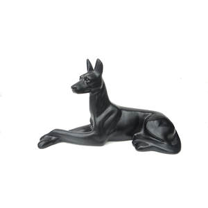 Escultura Estátua Peça Decorativa Cachorro Deitado 22cm:preto Fosco