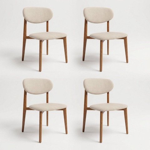 Kit com 4 Cadeiras para Sala de Jantar Estofadas em Madeira Maciça Cloe