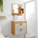 Ver imagem 1 de Kit Gabinete de Banheiro 60cm com Cuba Mármore e Espelheira:cinamomo/off White
