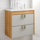 Ver imagem 2 de Kit Gabinete de Banheiro 60cm com Cuba Mármore e Espelheira:cinamomo/off White