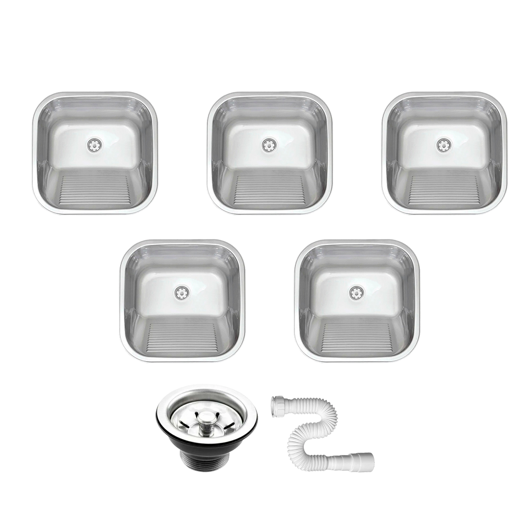 5 Tanque Inox 40x34x20 Aço 304 Fosco Cozinha As Atacado Kit - 1