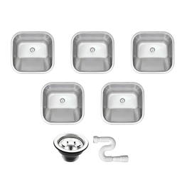 5 Tanque Inox 40x34x20 Aço 304 Fosco Cozinha As Atacado Kit - 1