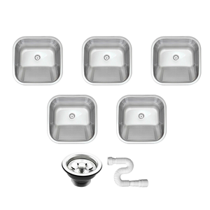 5 Tanque Inox 40x34x20 Aço 304 Fosco Cozinha As Atacado Kit