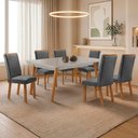 Ver imagem 2 de Mesa de Jantar Copper 180cm Madeira Tampo Vidro Canto Copo com 6 Cadeiras Lira