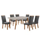 Ver imagem 1 de Mesa de Jantar Copper 180cm Madeira Tampo Vidro Canto Copo com 6 Cadeiras Lira
