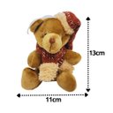 Ver imagem 4 de Urso Pelúcia Pendente Natal Gorrinho e Cachecol Crochê Marrom 13cm - Magizi