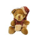 Ver imagem 1 de Urso Pelúcia Pendente Natal Gorrinho e Cachecol Crochê Marrom 13cm - Magizi