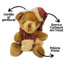 Ver imagem 3 de Urso Pelúcia Pendente Natal Gorrinho e Cachecol Crochê Marrom 13cm - Magizi