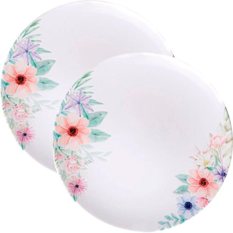 Kit Jogo de Prato Raso Jantar 10 Pessoas 10pçs Floratta 28cm