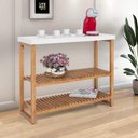 Ver imagem 2 de Sapateira Aparador Gold com Prateleiras Ripadas Madeira Branco