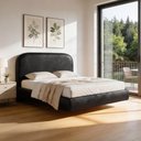 Ver imagem 1 de Cama Queen Flutuante com Cabeceira 160cm Aura W01 Couríssimo Preto - Lyam Decor