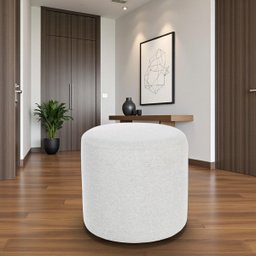 Puff Perse Decorativo Tecido Linho Banqueta Puffe Redondo - 1