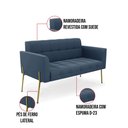 Ver imagem 5 de Sofá Namoradeira 2 Lugares Pé de Ferro Dourado Elisa Suede D03 - D'Rossi