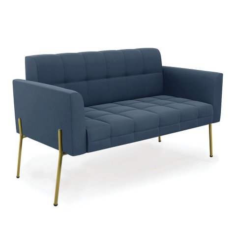 Sofá Namoradeira 2 Lugares Pé de Ferro Dourado Elisa Suede D03 - D'Rossi