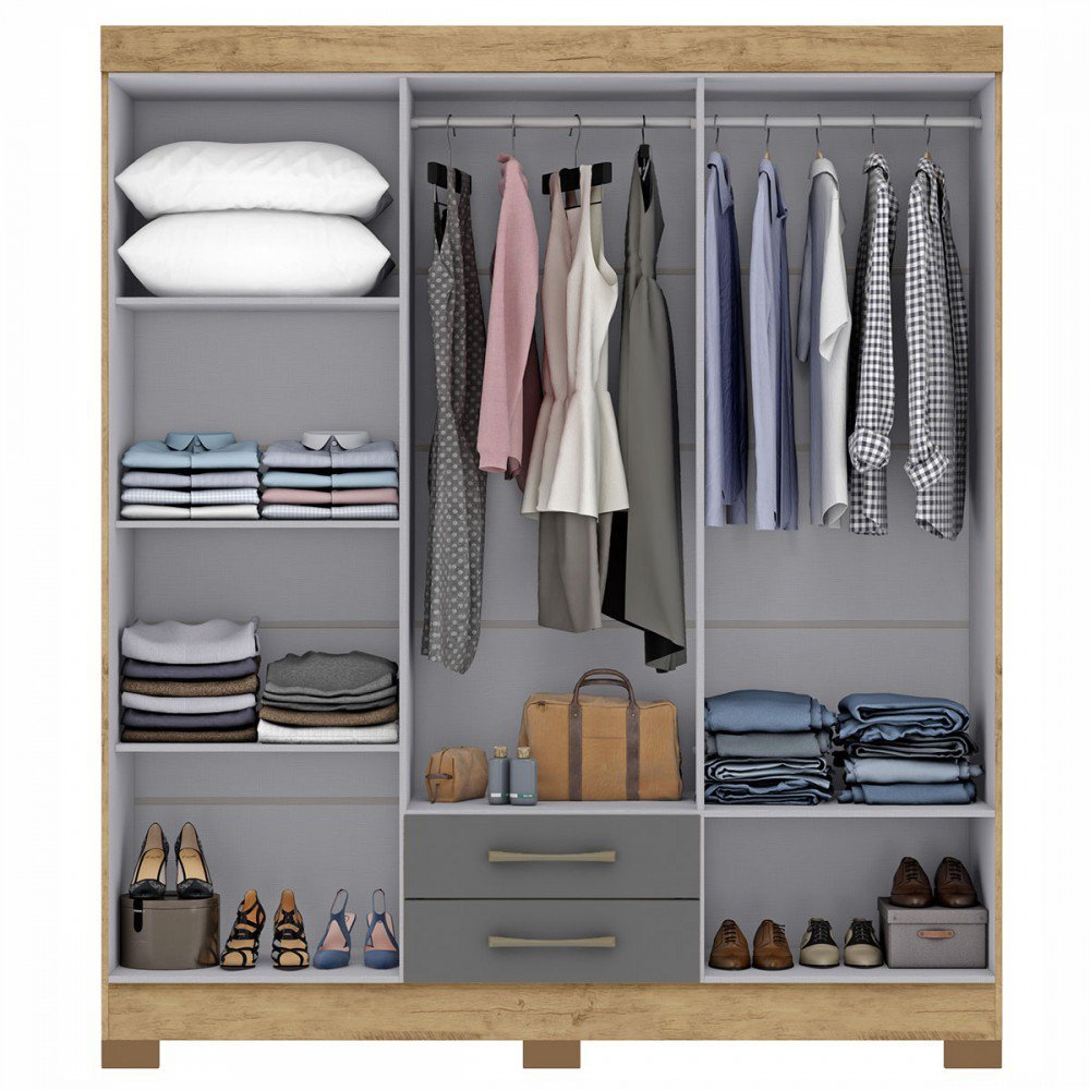 Guarda-roupa Casal Escócia 6 Portas 2 Gavetas Capuccino/onix