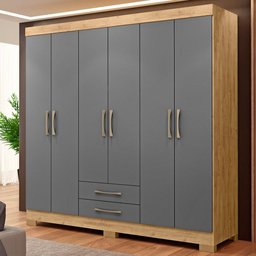 Guarda-roupa Casal Escócia 6 Portas 2 Gavetas Capuccino/onix - Maxel - 1