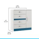 Ver imagem 5 de Kit Completo para Quarto Infantil Guarda-roupa Cômoda Mdp Branco Azul 2074 Menu