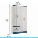 Ver imagem 4 de Kit Completo para Quarto Infantil Guarda-roupa Cômoda Mdp Branco Azul 2074 Menu
