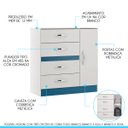 Ver imagem 3 de Kit Completo para Quarto Infantil Guarda-roupa Cômoda Mdp Branco Azul 2074 Menu