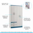 Ver imagem 2 de Kit Completo para Quarto Infantil Guarda-roupa Cômoda Mdp Branco Azul 2074 Menu