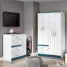 Kit Completo para Quarto Infantil Guarda-roupa Cômoda Mdp Branco Azul 2074 Menu - 1