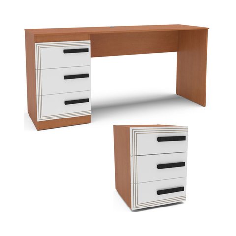 Conjunto de Escritório Escrivaninha 163cm e Mesa Auxiliar 40cm Valência Politorno Móveis