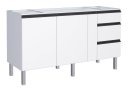 Ver imagem 1 de Gabinete para Cozinha Ga em Aço 1.58 Cm com Puxadores e Pés em Aluminío 3 Gavetas com Corrediças Tel