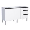 Ver imagem 1 de Gabinete para Cozinha Ga em Aço 1.58 Cm com Puxadores e Pés em Aluminío 3 Gavetas com Corrediças Tel