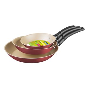 Jogo de Frigideiras Tramontina Turim em Alumínio Antiaderente Vermelho 3 Peças - 16cm/20cm/24cm Tram