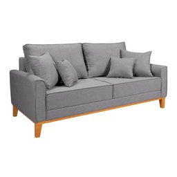 Conjunto Sofá Living Beny 2 e 3l Base Madeira Linho - 4
