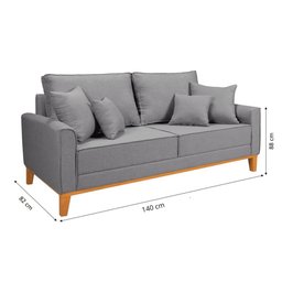 Conjunto Sofá Living Beny 2 e 3l Base Madeira Linho - 8